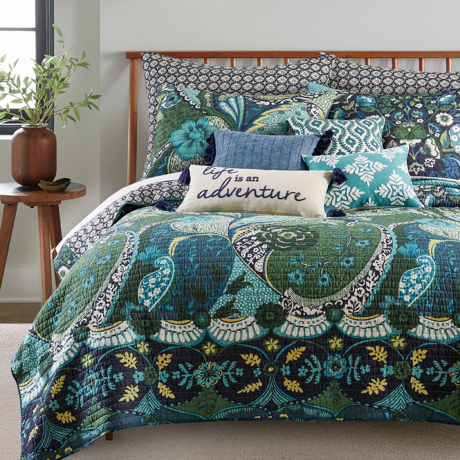 Juego De Colchas Levtex Home Cross Stitch Gris Claro Queen - Venta