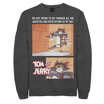 Men's Tom And Jerry Anxiety Meme Portrait Panels Sweatshirt