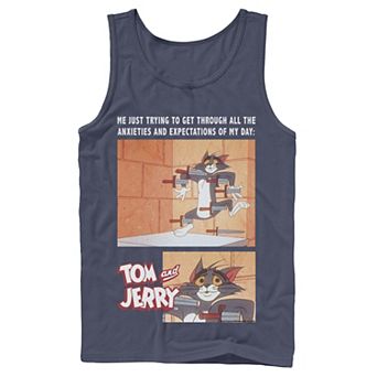 Men's Tom And Jerry Anxiety Meme Portrait Panels Tank Top