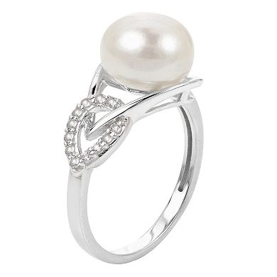 PearLustre by Imperial Freshwater Cultured Pearl & White Topaz Double Drop Ring