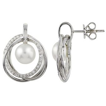 PearLustre by Imperial Freshwater Cultured Pearl & Cubic Zirconia Circle Earrings