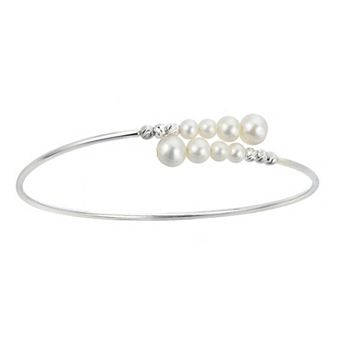 PearLustre by Imperial Sterling Silver Freshwater Cultured Pearl Bead Cuff Bracelet