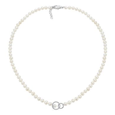 PearLustre by Imperial Freshwater Cultured Pearl & White Topaz Halo Necklace