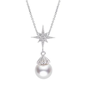 PearLustre by Imperial Freshwater Cultured Pearl & White Topaz Star Pendant Necklace