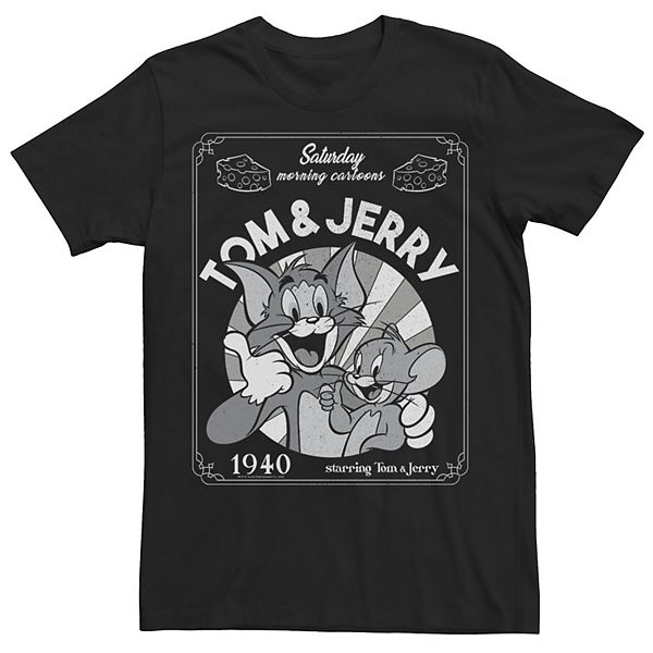 Men's Tom And Jerry Saturday Morning Cartoons 1940 Portrait Tee