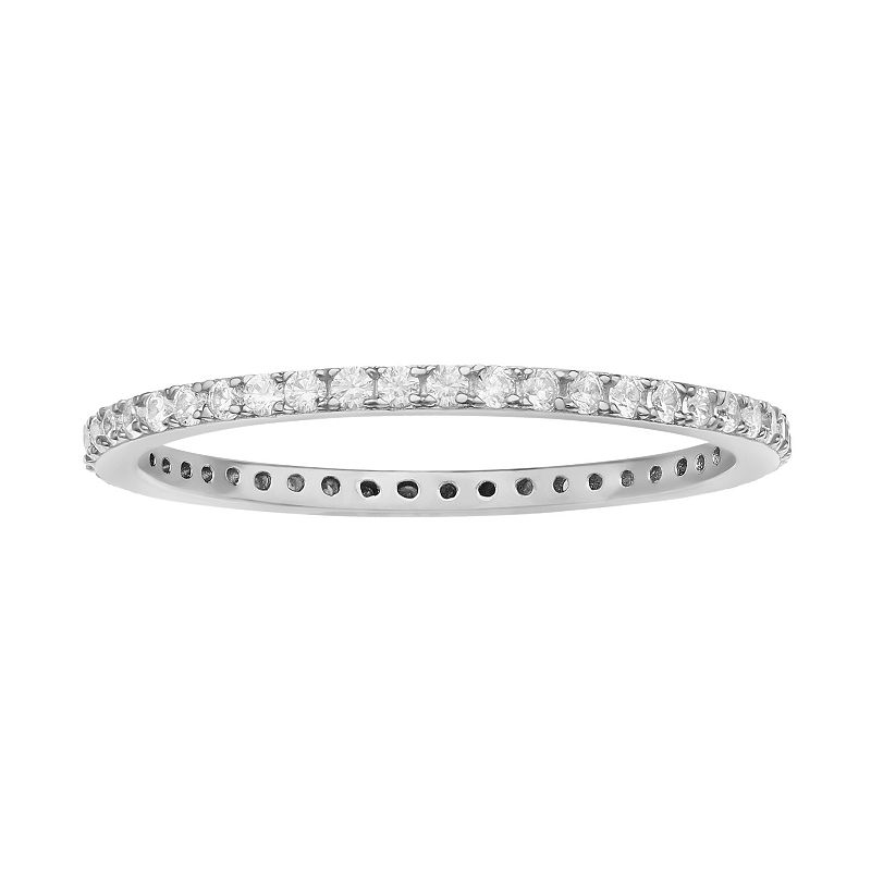 PRIMROSE Sterling Silver Pave Cubic Zirconia Ring, Womens, Size: 7, White