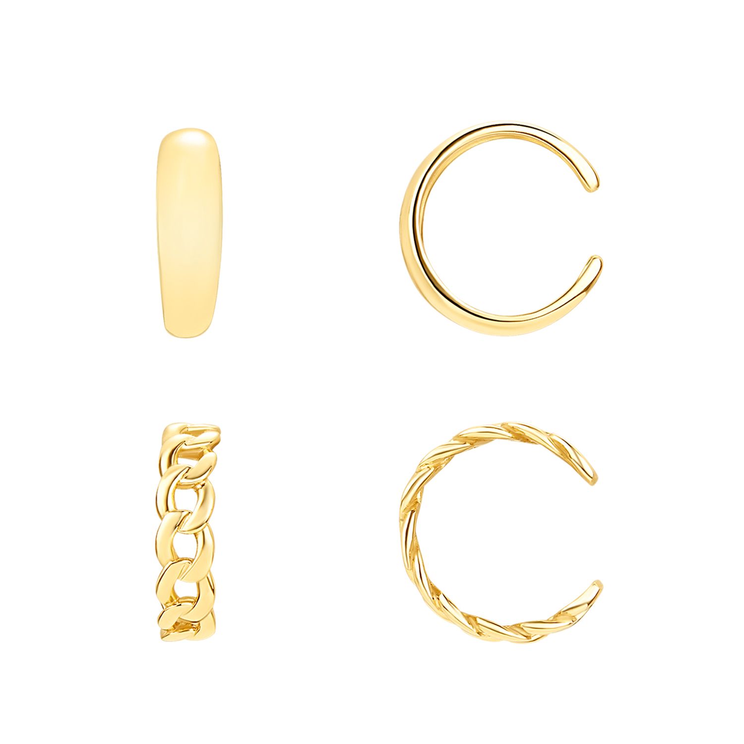 PRIMROSE Sterling Silver Ear Cuff Duo Set - Yellow Gold Tone