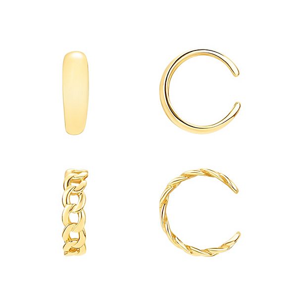 PRIMROSE Sterling Silver Ear Cuff Duo Set - Yellow Gold Tone