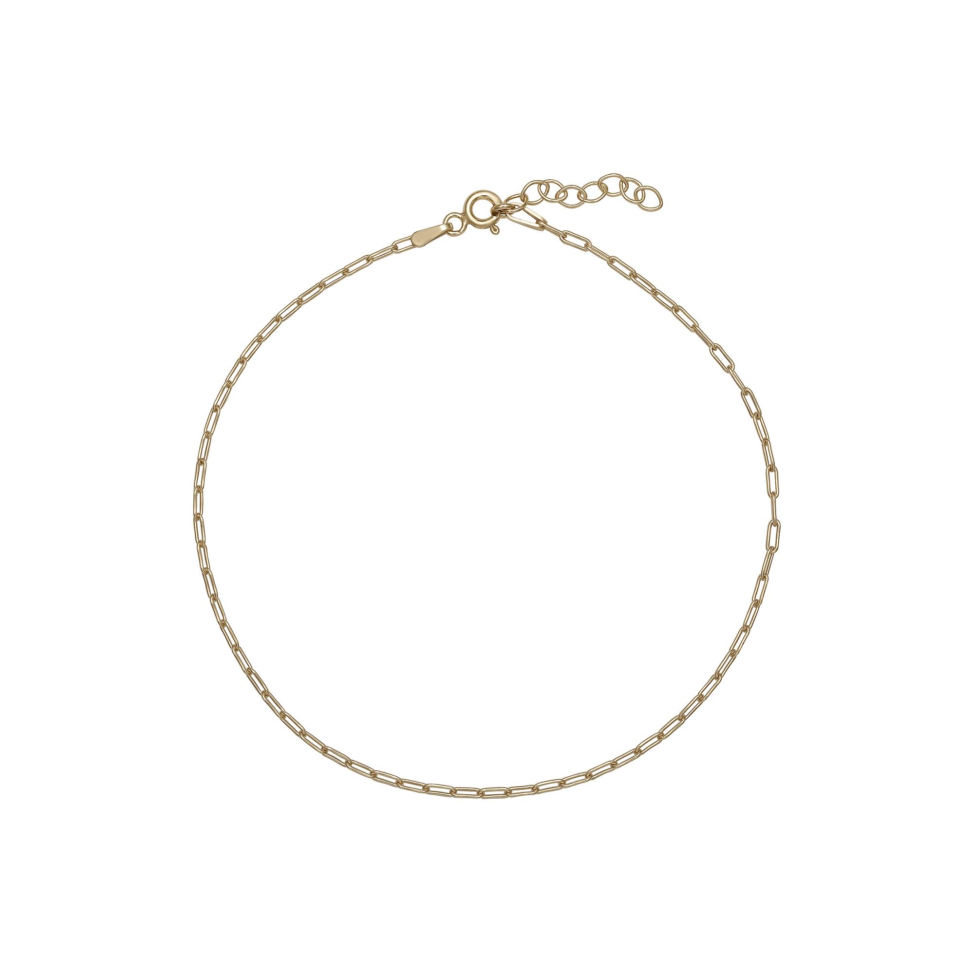PRIMROSE Sterling Silver Clip Link Chain Anklet, Womens, Size: 9, Gold 