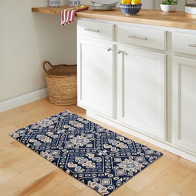 RugSmith Navy Geometric Anti-Fatigue Mat - 20'' x 36''