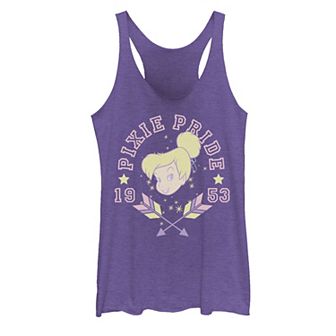 Disney's Tinker Bell Pixie 1953 Collegiate Text Juniors' Tri-Blend Racerback Tank Top