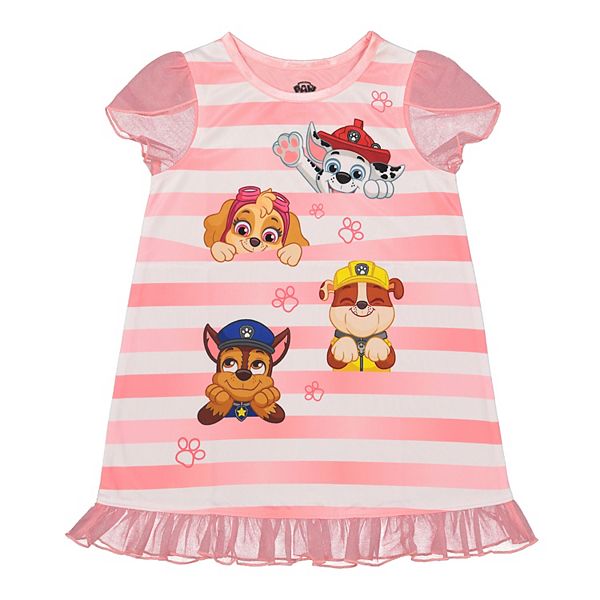 Toddler Girl Paw Patrol Striped Peeking Pups Night Gown