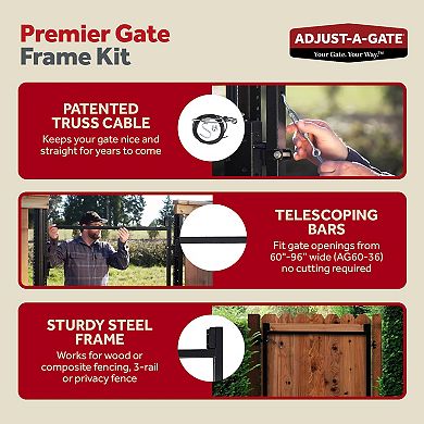 Adjust-A-Gate Steel Frame Gate Building Kit, 60-96 In Wide Opening 3-4 Feet High