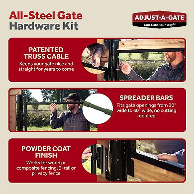 Adjust-A-Gate Steel Frame Gate Building Kit, 36"-60" Wide Opening Up To 7' High