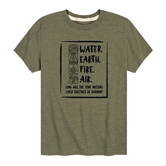 Boys 8-20 Avatar: The Last Airbender "Water Earth Fire Air" Graphic Tee