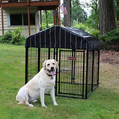 Lucky Dog 4 x 4 x 4.3 Uptown Welded Wire Dog Kennel w Waterproof Cover