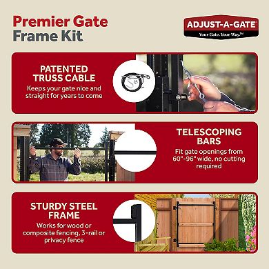 Adjust-A-Gate Steel Frame Gate Building Kit, 60"-96" Wide Opening Up To 6' High