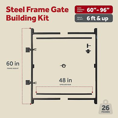 Adjust-A-Gate Steel Frame Gate Building Kit, 60"-96" Wide Opening Up To 6' High