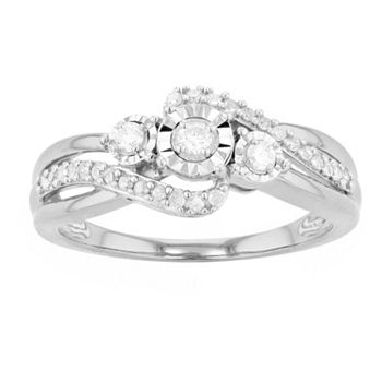 Dazzlingrock Collection Round White Diamond Twisted Swirl Engagement Ring - 0.51 Ctw Sterling Silver Size 4