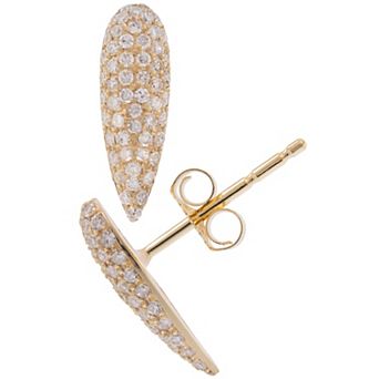 LUXLE 14k Gold 3/8 Carat T.W. Diamond Teardrop Stud Earrings