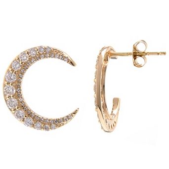 LUXLE 14k Gold 7/8 Carat T.W. Diamond Crescent Moon Stud Earring