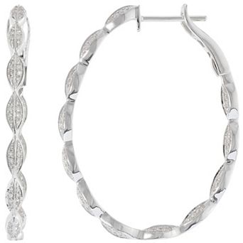 Luxle 14k White Gold 1/2 Carat T.W. Diamond Twist Hoop Earrings