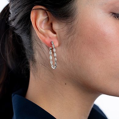 Luxle 14k White Gold 1/2 Carat T.W. Diamond Twist Hoop Earrings