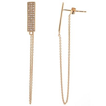 LUXLE 14k Gold 1/4 Carat T.W. Diamond Chain Drop Earring