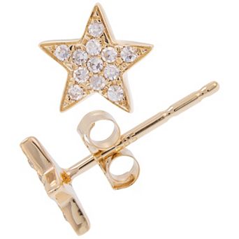 LUXLE 14k Gold 1/10 Carat T.W. Diamond Star Stud Earrings