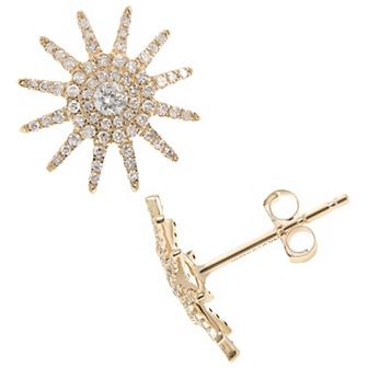 LUXLE 14k Gold 3/8 Carat T.W. Diamond Starburst Stud Earrings