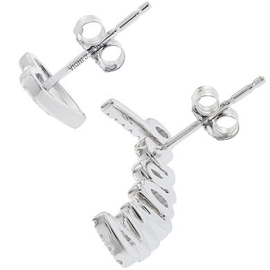 LUXLE 14k White Gold 1/3 Carat T.W. Diamond Heart & "Dreams" Mismatch Stud Earrings