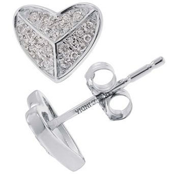 LUXLE 14k White Gold 1/6 Carat T.W. Diamond Heart Stud Earrings