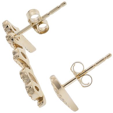 LUXLE 14k Gold 1/4 Carat T.W. Diamond Heart & "Peace" Mismatch Stud Earrings