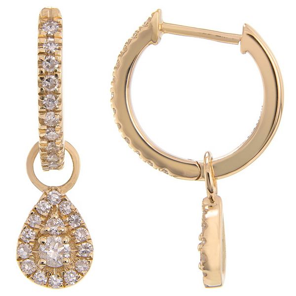 LUXLE 14k Gold 1/4 Carat T.W. Diamond Teardrop Hoop Earrings