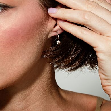 LUXLE 14k Gold 1/4 Carat T.W. Diamond Teardrop Hoop Earrings