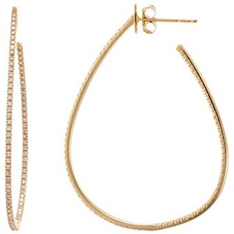 LUXLE 14k Gold 5/8 Carat T.W. Diamond 3/4 Hoop Earrings
