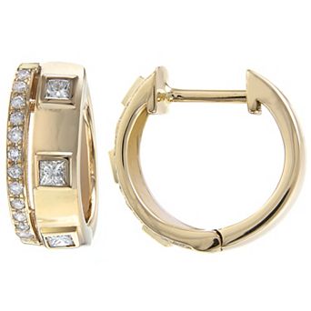 LUXLE 14k Gold 1/3 Carat T.W. Diamond Hoop Earrings