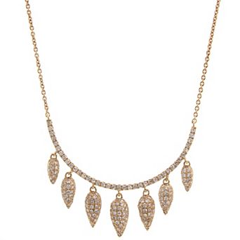 Luxle 14k Gold 1/2 Carat T.W. Diamond Teardrop Charm Necklace