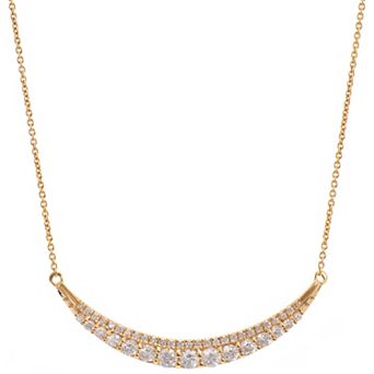 Luxle 14k Gold 3/4 Carat T.W. Diamond Curved Bar Necklace