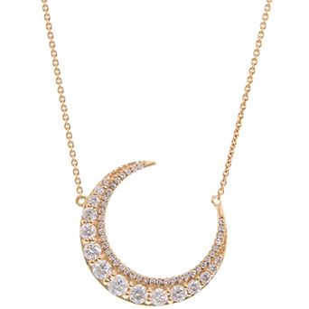 Luxle 14k Gold 5/8 Carat T.W. Diamond Crescent Moon Necklace