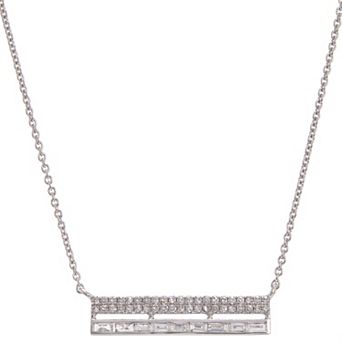 Luxle 14k White Gold 1/3 Carat T.W. Diamond Bar Necklace