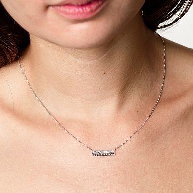 Luxle 14k white gold 1/3 Carat T.W. Diamond Bar Necklace