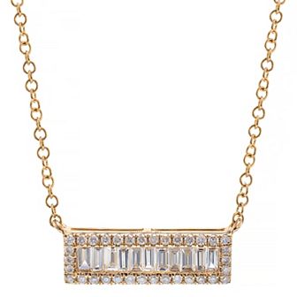 Luxle 14k Gold 3/8 Carat T.W. Diamond Bar Necklace