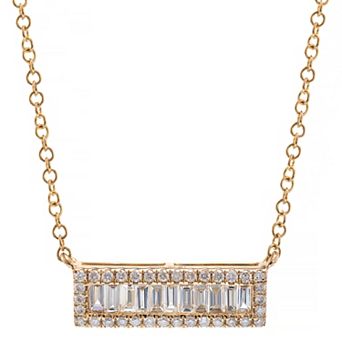 Luxle 14k Gold 3/8 Carat T.W. Diamond Bar Necklace