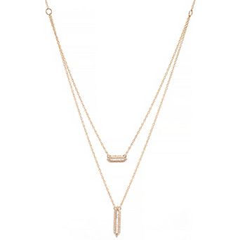 Luxle 14k Gold 3/8 Carat T.W. Diamond Double Strand Horizontal & Vertical Bar Necklace