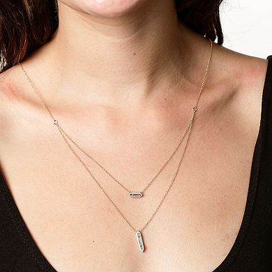 Luxle 14k gold 3/8 Carat T.W. Diamond Double Strand Horizontal & Vertical Bar Necklace