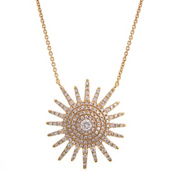 Luxle 14k Gold 1/2 Carat T.W. Diamond Starburst Necklace