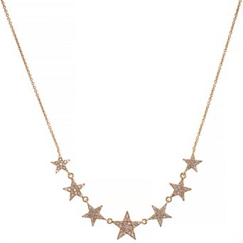 Luxle 14k Gold 3/8 Carat T.W. Diamond Graduated Star Necklace