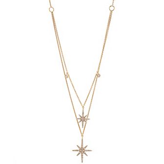 Luxle 14k Gold 1/3 Carat T.W. Diamond Double Strand Starburst Necklace