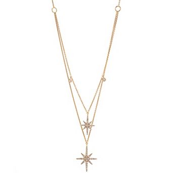 Luxle 14k Gold 1/3 Carat T.W. Diamond Double Strand Starburst Necklace